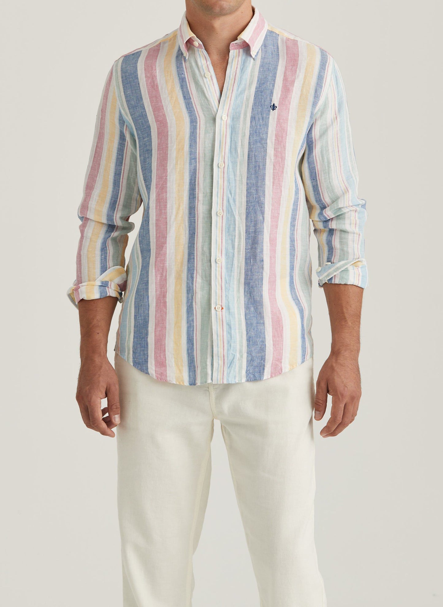 Morris Stockholm Skjorte Linen Happy Stripe Shirt