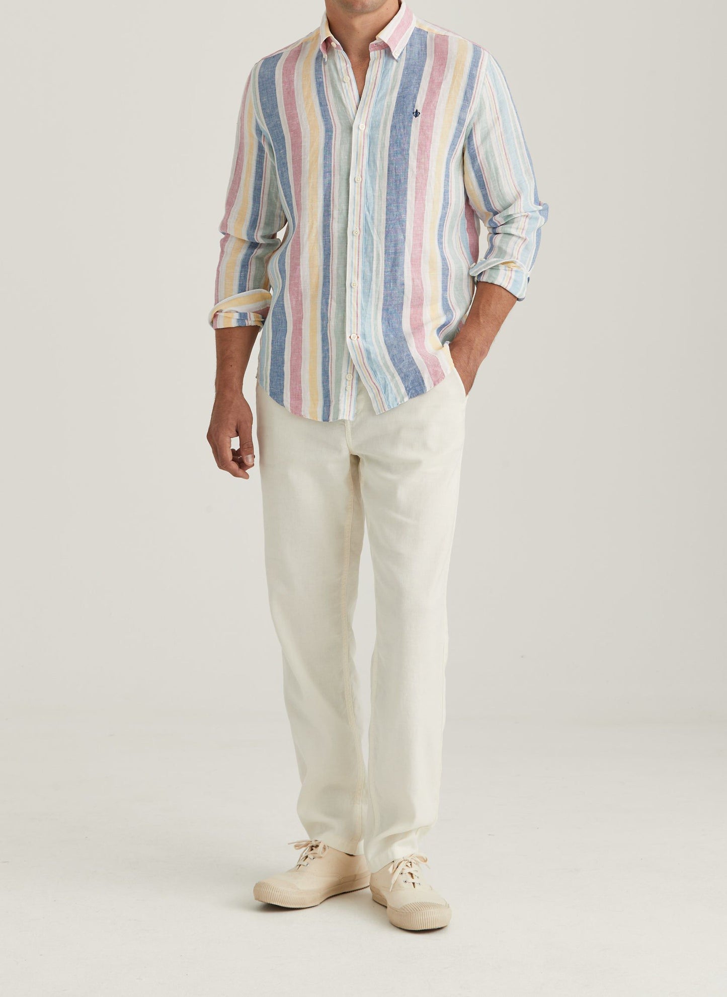 Morris Stockholm Skjorte Linen Happy Stripe Shirt