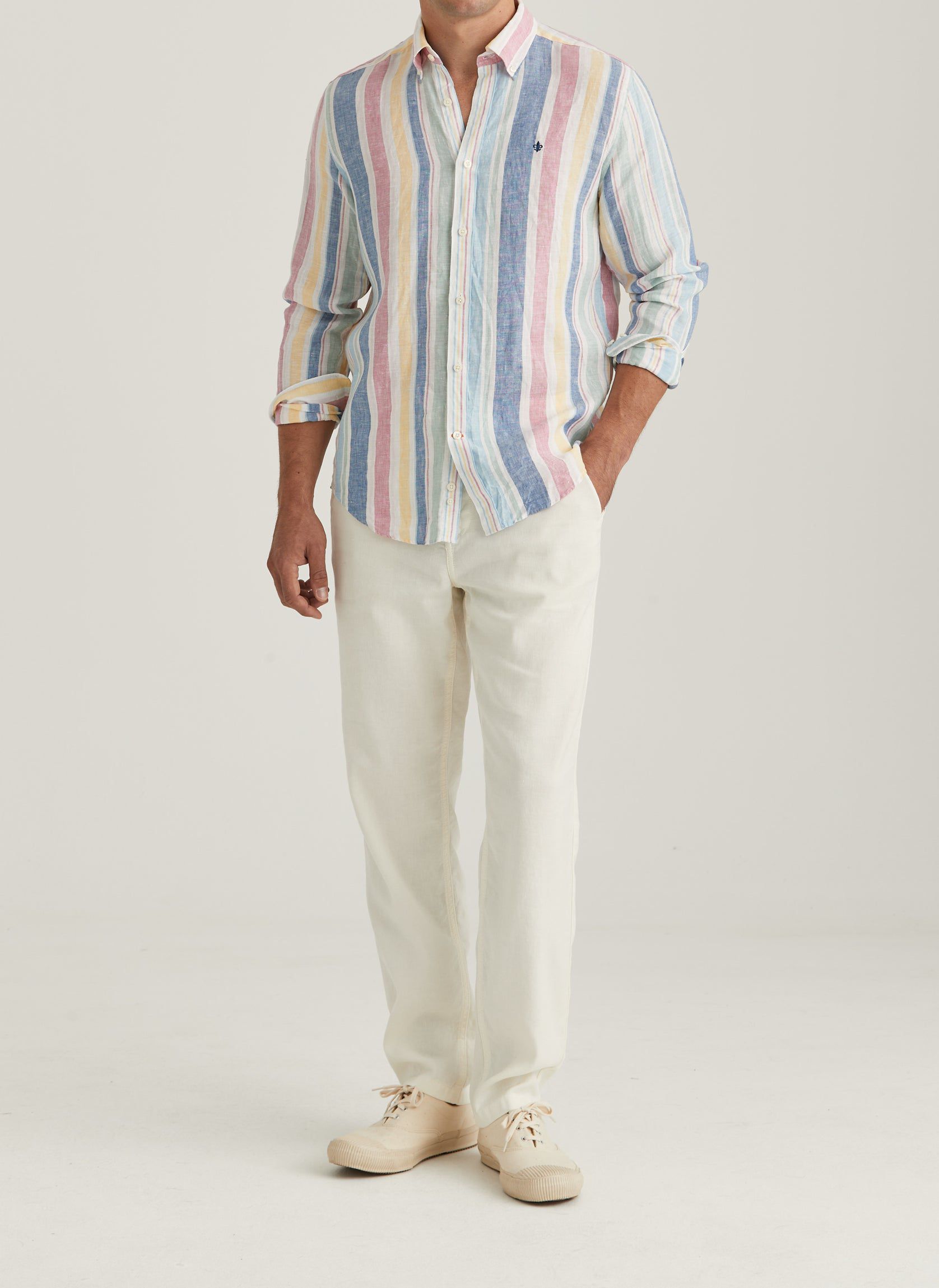 Morris Stockholm Skjorte Linen Happy Stripe Shirt