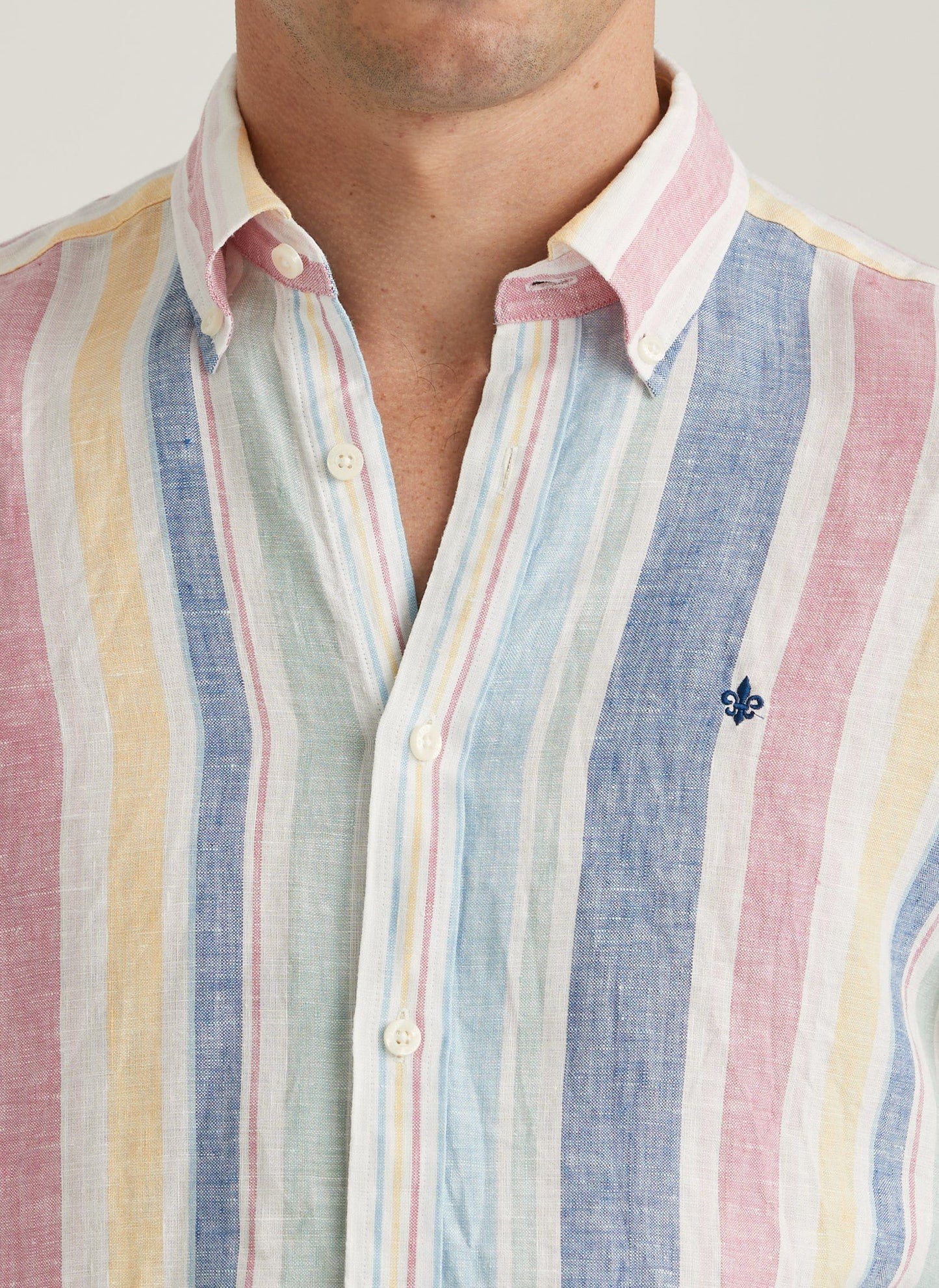 Morris Stockholm Skjorte Linen Happy Stripe Shirt