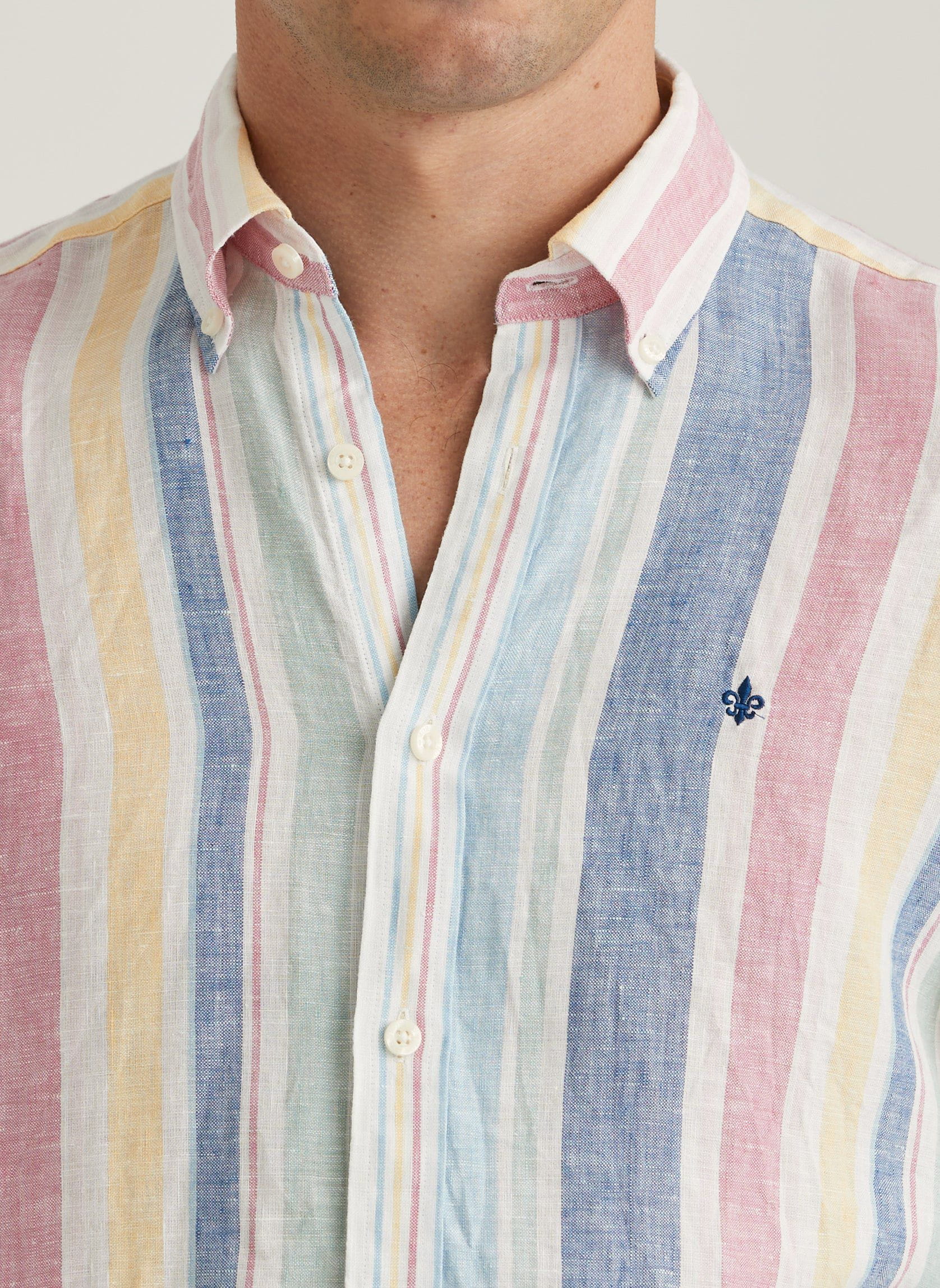 Morris Stockholm Skjorte Linen Happy Stripe Shirt