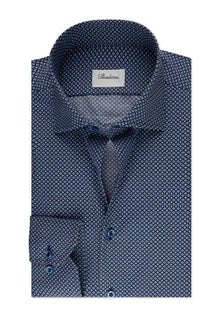 Stenströms Navy patterned poplin shirt fitted body - Mandy