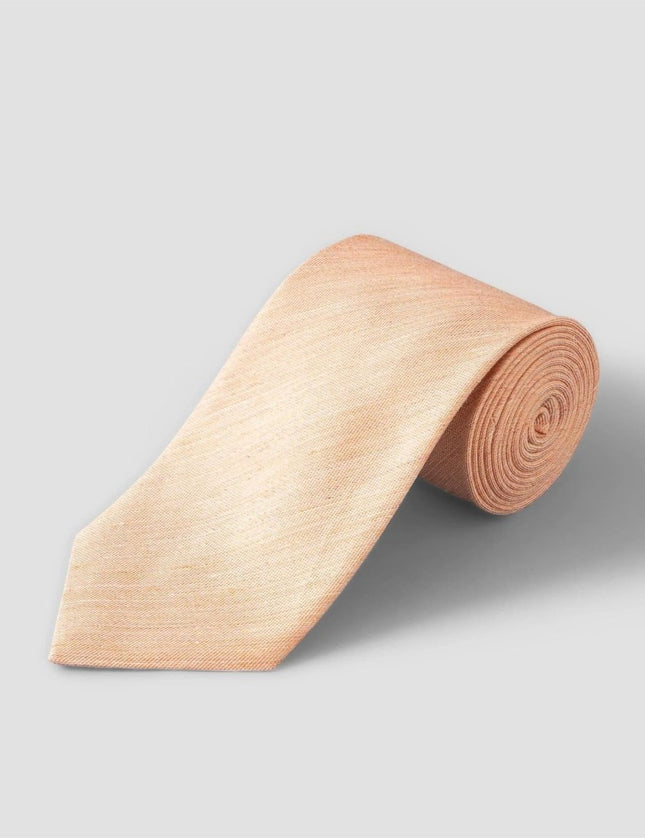 Eton Orange Solid Silk Linen Tie - Mandy