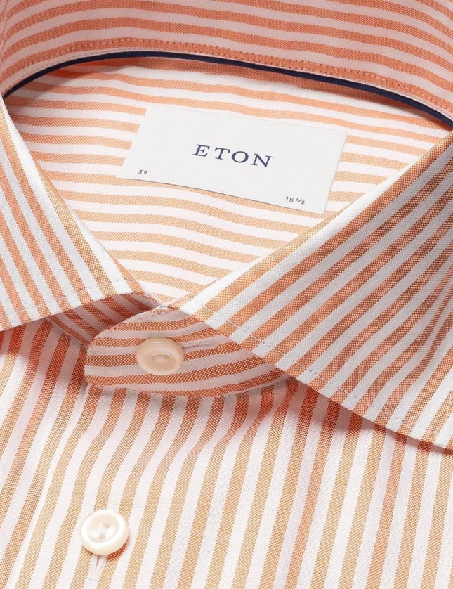 Eton Orange Striped Signature Oxford Shirt (Cut Away Single Contemporary) - Mandy