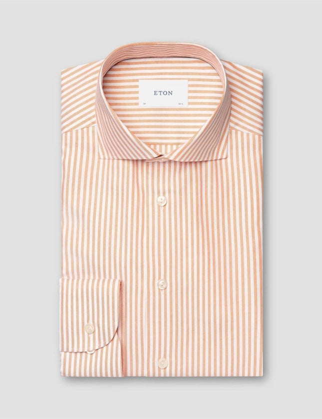 Eton Orange Striped Signature Oxford Shirt (Cut Away Single Contemporary) - Mandy