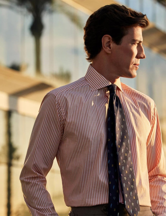 Eton Orange Striped Signature Oxford Shirt (Cut Away Single Contemporary) - Mandy