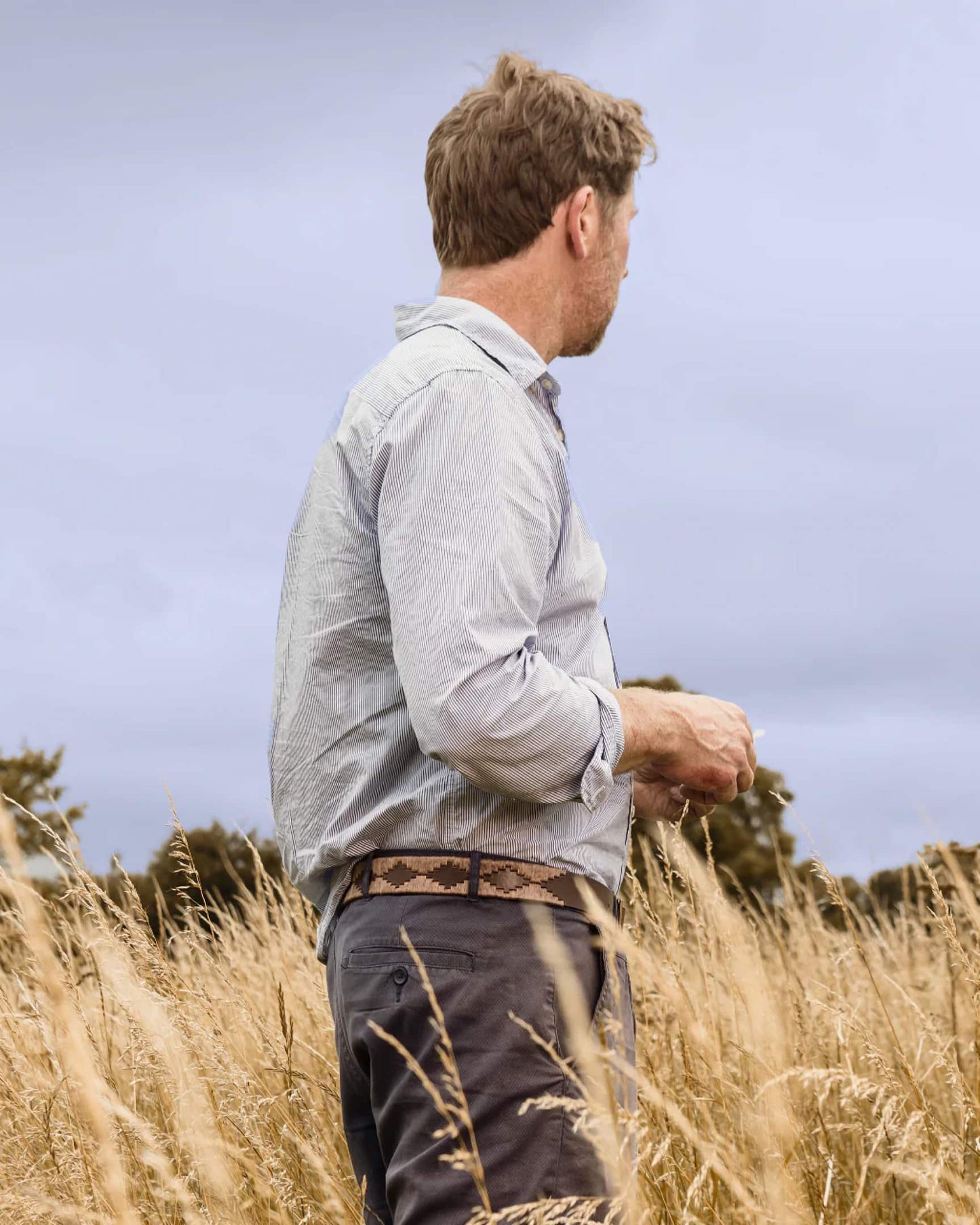 Embroidered Pampeano Belt - Brown