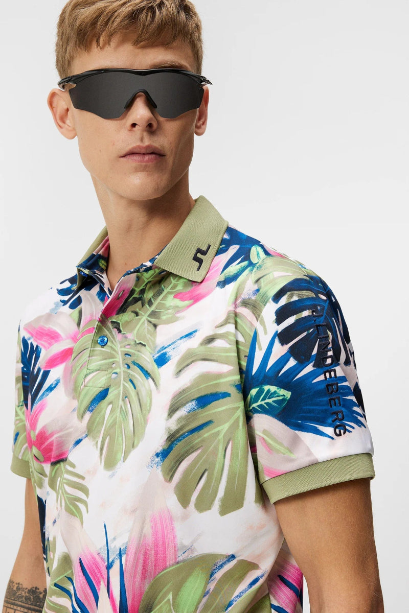 J.Lindeberg Tour tech reg fit print polo - Mandy